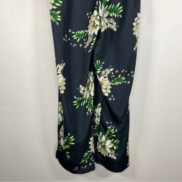 NEW 1X THREAD STORY BLACK FLORAL SATIN JUMPSUIT WIDE LEG  EVENT PARTY - Picture 5 of 16